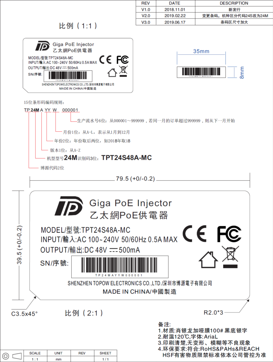 24W 264V DC 48V Transformer Laptop SMPS POE Power supply 48 Volt 0.5 Amp desktop power adapter(图5)