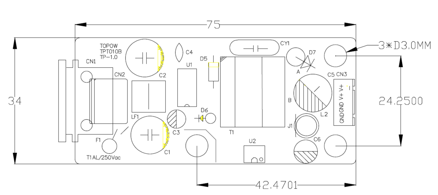 Bare board AC-DC 5V 2A Switching power supply for audio(图1)